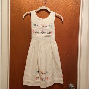 Lizeth Ivory Linen Dress with  Embroidery Size 8
